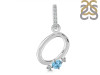 Blue Topaz & White Topaz Alphabet O Pendant BTZ-RDA-41.