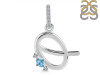 Blue Topaz & White Topaz Alphabet Q Pendant BTZ-RDA-43.