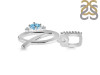 Blue Topaz & White Topaz Alphabet Q Pendant BTZ-RDA-43.