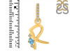 Blue Topaz & White Topaz Alphabet R Pendant BTZ-RDA-44.