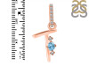 Blue Topaz & White Topaz Alphabet T Pendant BTZ-RDA-46.