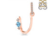 Blue Topaz & White Topaz Alphabet U Pendant BTZ-RDA-47.