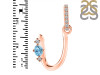 Blue Topaz & White Topaz Alphabet U Pendant BTZ-RDA-47.