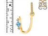 Blue Topaz & White Topaz Alphabet U Pendant BTZ-RDA-47.