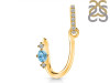 Blue Topaz & White Topaz Alphabet U Pendant BTZ-RDA-47.