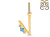 Blue Topaz & White Topaz Alphabet V Pendant BTZ-RDA-48.