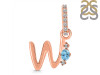 Blue Topaz & White Topaz Alphabet W Pendant BTZ-RDA-49.