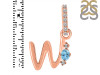 Blue Topaz & White Topaz Alphabet W Pendant BTZ-RDA-49.