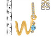 Blue Topaz & White Topaz Alphabet W Pendant BTZ-RDA-49.
