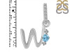 Blue Topaz & White Topaz Alphabet W Pendant BTZ-RDA-49.