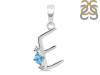 Blue Topaz & White Topaz Alphabet E Pendant BTZ-RDA-5.