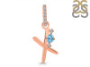 Blue Topaz & White Topaz Alphabet X Pendant BTZ-RDA-50.