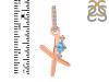 Blue Topaz & White Topaz Alphabet X Pendant BTZ-RDA-50.