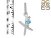 Blue Topaz & White Topaz Alphabet X Pendant BTZ-RDA-50.