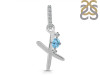 Blue Topaz & White Topaz Alphabet X Pendant BTZ-RDA-50.