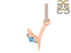 Blue Topaz & White Topaz Alphabet Y Pendant BTZ-RDA-51.