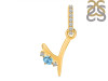 Blue Topaz & White Topaz Alphabet Y Pendant BTZ-RDA-51.