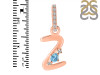 Blue Topaz & White Topaz Alphabet Z Pendant BTZ-RDA-52.