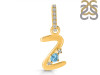 Blue Topaz & White Topaz Alphabet Z Pendant BTZ-RDA-52.