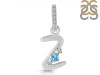 Blue Topaz & White Topaz Alphabet Z Pendant BTZ-RDA-52.