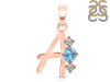 Blue Topaz & White Topaz Alphabet A Pendant BTZ-RDA-53.