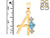 Blue Topaz & White Topaz Alphabet A Pendant BTZ-RDA-53.