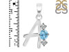 Blue Topaz & White Topaz Alphabet A Pendant BTZ-RDA-53.