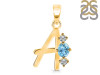 Blue Topaz & White Topaz Alphabet A Pendant BTZ-RDA-53.