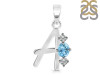 Blue Topaz & White Topaz Alphabet A Pendant BTZ-RDA-53.