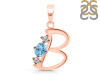 Blue Topaz & White Topaz Alphabet B Pendant BTZ-RDA-54.