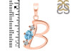 Blue Topaz & White Topaz Alphabet B Pendant BTZ-RDA-54.