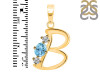 Blue Topaz & White Topaz Alphabet B Pendant BTZ-RDA-54.