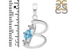 Blue Topaz & White Topaz Alphabet B Pendant BTZ-RDA-54.