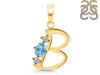 Blue Topaz & White Topaz Alphabet B Pendant BTZ-RDA-54.