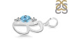 Blue Topaz & White Topaz Alphabet B Pendant BTZ-RDA-54.