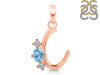 Blue Topaz & White Topaz Alphabet C Pendant BTZ-RDA-55.