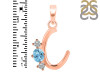 Blue Topaz & White Topaz Alphabet C Pendant BTZ-RDA-55.