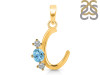 Blue Topaz & White Topaz Alphabet C Pendant BTZ-RDA-55.