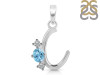 Blue Topaz & White Topaz Alphabet C Pendant BTZ-RDA-55.