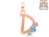 Blue Topaz & White Topaz Alphabet D Pendant BTZ-RDA-56.