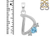 Blue Topaz & White Topaz Alphabet D Pendant BTZ-RDA-56.