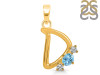 Blue Topaz & White Topaz Alphabet D Pendant BTZ-RDA-56.