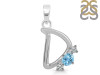 Blue Topaz & White Topaz Alphabet D Pendant BTZ-RDA-56.