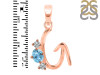 Blue Topaz & White Topaz Alphabet G Pendant BTZ-RDA-59.
