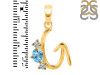 Blue Topaz & White Topaz Alphabet G Pendant BTZ-RDA-59.