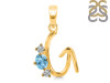 Blue Topaz & White Topaz Alphabet G Pendant BTZ-RDA-59.