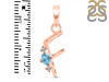 Blue Topaz & White Topaz Alphabet F Pendant BTZ-RDA-6.