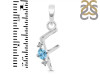 Blue Topaz & White Topaz Alphabet F Pendant BTZ-RDA-6.