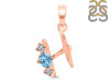 Blue Topaz & White Topaz Alphabet H Pendant BTZ-RDA-60.