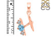 Blue Topaz & White Topaz Alphabet H Pendant BTZ-RDA-60.